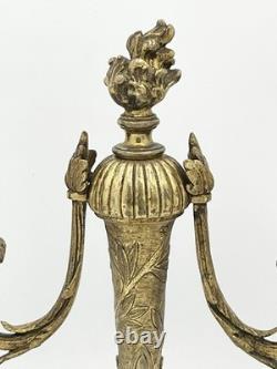 Paire de candélabres bronze doré style Louis XVI Napoléon III XIXème