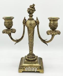 Paire de candélabres bronze doré style Louis XVI Napoléon III XIXème