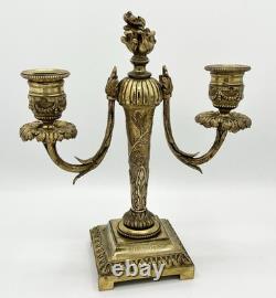 Paire de candélabres bronze doré style Louis XVI Napoléon III XIXème