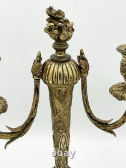 Paire de candélabres bronze doré style Louis XVI Napoléon III XIXème