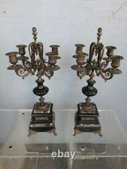 Paire de candelabres ep Napoleon III marbre et bronze 8kg