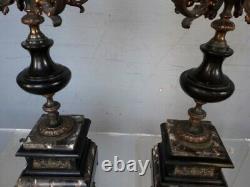 Paire de candelabres ep Napoleon III marbre et bronze 8kg
