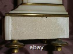 Paire de cassolettes Napoléon III bronze laiton & albâtre (manque 1 plaque)