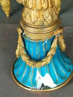 Paire de cassolettes bronze doré vase bleu Sèvres