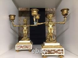 Paire de chandeliers Faunes Bacchus