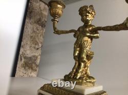 Paire de chandeliers Faunes Bacchus