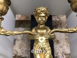 Paire de chandeliers Faunes Bacchus