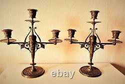 Paire de chandeliers en bronze du 19 ème