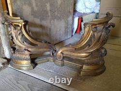 Paire de chenets en bronze Louis XV bronze doré Napoleon 3