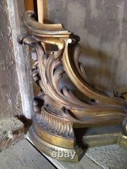 Paire de chenets en bronze Louis XV bronze doré Napoleon 3