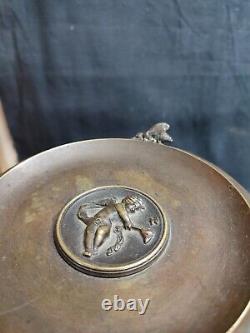Paire de coupes, cassolettes naturalistes aux insectes en bronze Napoléon III