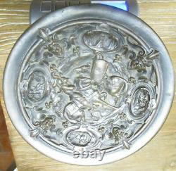 Paire de coupes en bronze sur pied Dragon et Chevaliers 16 cm