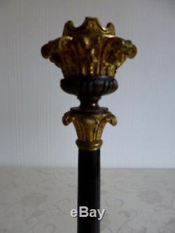 Paire de flambeaux bougeoirs en bronze et marbre XIXe siècle NAPOLEON III