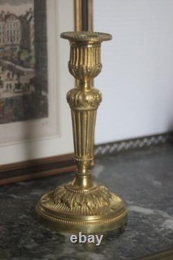Paire de flambeaux en bronze doré Napoléon III, dans le goût Louis XVI