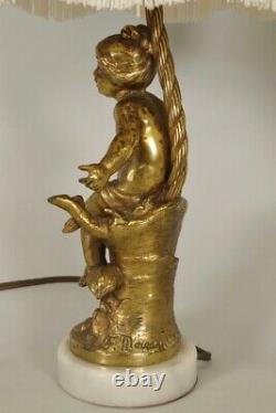 Paire de lampes en bronze Napoléon III signées Moreau
