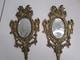 Paire De Miroirs Anciens En Bronze Doré Angelots Style Napoléon Iii