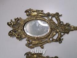 Paire de miroirs anciens en bronze doré Angelots Style Napoléon III