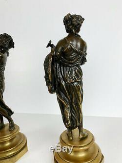 Paire de sujets Femmes à l'Antique en bronze d'époque Napoléon III sur socle