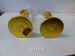 Paire de vases cornets en cristal de Baccarat et bronze doré