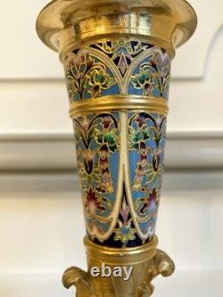 Paire de vases émaillés et bronze doré barbedienne giroux