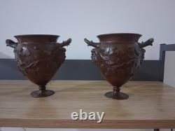Paire de vases en Bronze signé LeVillain et Barbedienne XIXe Napoléon III