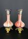Paire De Vases En Opaline Et Bronze Dor&eacute; Xixe Si&egrave;cle