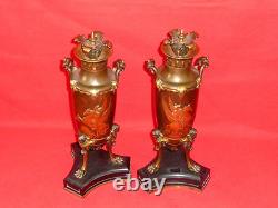 Paire pots à feu bronze époque Napoléon III cassolette sculpture Barbedienne h35