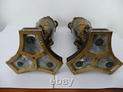 Paire pots à feu bronze époque Napoléon III cassolette sculpture Barbedienne h35