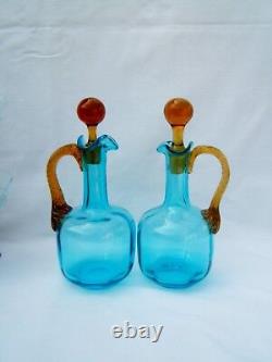 Panier en bronze service a liqueurs 2 carafe 10 chopes George Sand Napoléon III