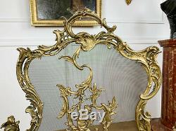 Pare Feu D'époque Napoléon III En Bronze Doré De Style Louis XV