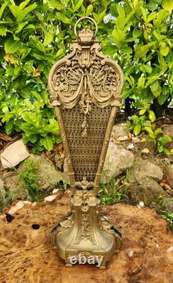 Pare-feu Éventail Ancien en Bronze Doré 60 cm Napoléon III Marqué C. C 115 X