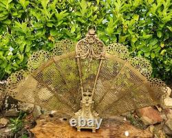 Pare-feu Éventail Ancien en Bronze Doré 60 cm Napoléon III Marqué C. C 115 X