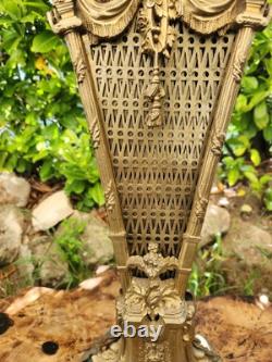 Pare-feu Éventail Ancien en Bronze Doré 60 cm Napoléon III Marqué C. C 115 X
