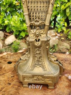 Pare-feu Éventail Ancien en Bronze Doré 60 cm Napoléon III Marqué C. C 115 X
