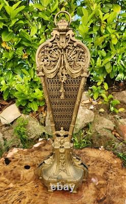 Pare-feu Éventail Ancien en Bronze Doré 60 cm Napoléon III Marqué C. C 115 X