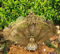 Pare-feu Éventail Ancien en Bronze Doré 60 cm Napoléon III Marqué C. C 115 X