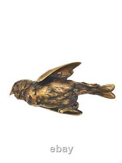 Paul Comoléra moineau oiseau mort sculpture bronze patiné signé susse Freres