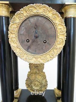 Pendule Ancienne A Colonnes Napoleon III Garniture Bronze Horloge Portique
