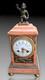 Pendule Borne Marbre Rose Cupidon Bronze Patine Epoque Napoleon Iii