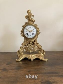 Pendule Borne Style Louis XV Bronze Doré Napoléon III -Mouvement à Fil de Soie