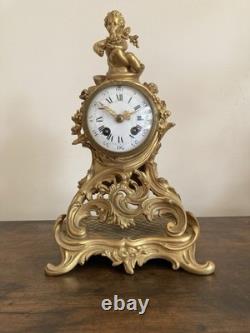 Pendule Borne Style Louis XV Bronze Doré Napoléon III -Mouvement à Fil de Soie