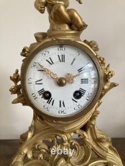 Pendule Borne Style Louis XV Bronze Doré Napoléon III -Mouvement à Fil de Soie