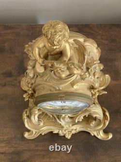 Pendule Borne Style Louis XV Bronze Doré Napoléon III -Mouvement à Fil de Soie