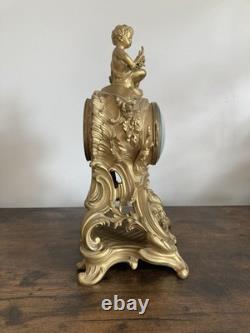 Pendule Borne Style Louis XV Bronze Doré Napoléon III -Mouvement à Fil de Soie