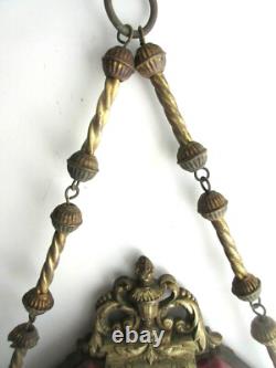 Pendule Boulangère Napoléon III, octogonale, céramique rouge émaillée et bronze