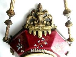 Pendule Boulangère Napoléon III, octogonale, céramique rouge émaillée et bronze