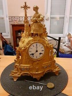 Pendule Doré Regule Et Bronze XIX ème Clock Pendulum Louis XVI Napoléon III