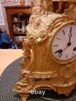 Pendule Doré Regule Et Bronze XIX ème Clock Pendulum Louis XVI Napoléon III