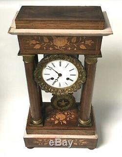 Pendule Horloge Napoleon III Marqueterie Bronze XIX Siecle Antique Clock