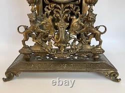 Pendule Napoleon III 19eme Bronze Garniture Candelabres Neogothique C2724